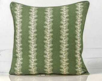 Thibaut French Stripe Pillow Cover in Green ,Botanical Stripe Decorative Pillow Designer Fabric Accent Pillow |Green Anna French fabric