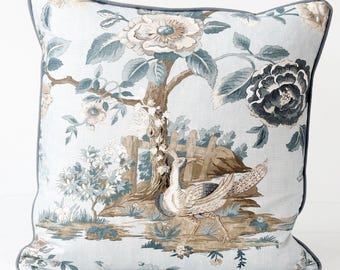 Thibuat Forest Lodge pillow cover,  animal print and botanical Linen Throw Pillow