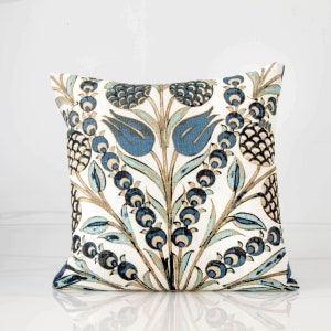 Thibaut pillow cover, corneila floral  pillow cover, aqua pillow cover, Thibaut fabric, 18x18 floral accent pillow cover