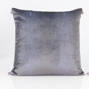 Gray velvet  pillow cover,  luxury velvet pillow cover, gray and blue accent  pillow cover,  metallic gray velvet pillow cover