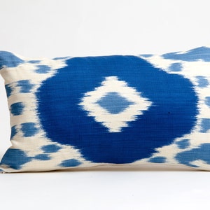 Ikat lumbar pillow cover,  Brunschwig & Fils fabric, designer pillow cover,  blue and white cover, blue accent pillow cover, designer pillow