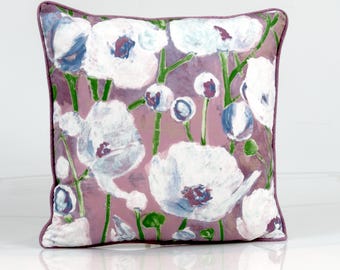 Lavender Floral Pillow Cover: Thibaut Tivoli Purple Accent Pillow