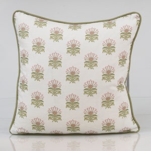 Thibaut  Milford  pillow cover in blush and green, floral pillow cover, pink designer pillow cover, Anna French design, green pillow cover,