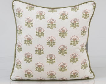 Thibaut Milford Kissenbezug in blush und grün, Designer-Kissenbezug, rosa Designer-Kissenbezug, Anna French Design, grüner Kissenbezug,