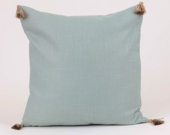 Venezia tassel  pillow cover,  aqua pillow cover, decorative throw pillow cover, blue throw pillow cover, blue accent pillow cover