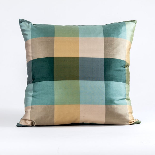 Green Plaid Pillow Etsy
