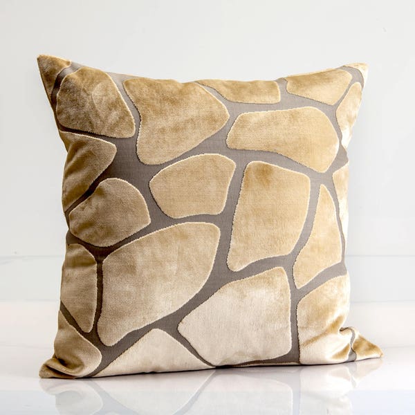 Giraffe print pillow cover,  velvet pillow cover, beige  accent pillow, velvet throw pillow cover, velvet designer pillow cover