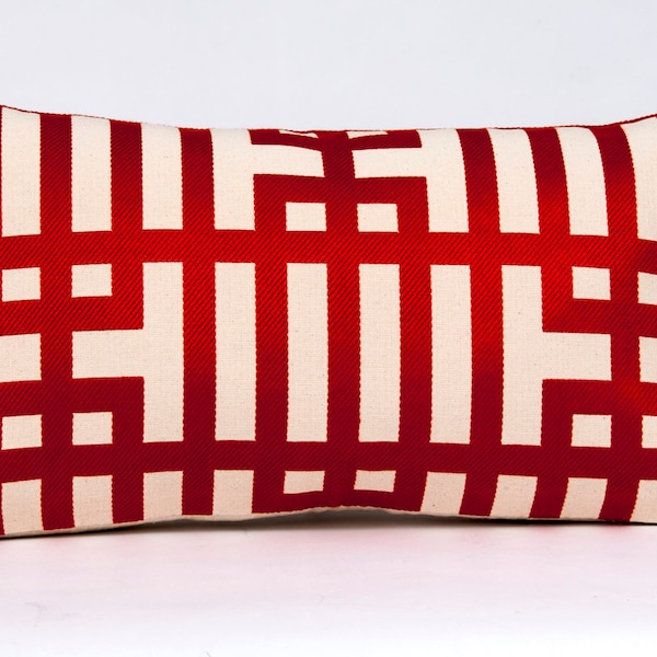 Red Geometric Pillow Etsy