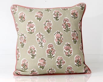 Schumacher Anessa Petal Pillow Cover, Designer Floral Pillow, Pink Botanical Throw Pillow, Luxury Decorative Pillow, Hand Screen Print