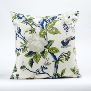 Thibaut Nemour pillow cover, floral cover in blue and green, large scale floral pillow cover, floral accent pillow cover,  coastal decor