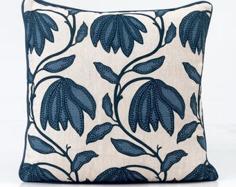 Thibaut Desert Flower Pillow Cover, Mineral Blue Floral, Designer Throw Pillow