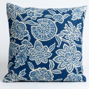 Blue floral pillow cover,  blue pillow cover, designer pillow cover, decorative pillow cover, Diversitex fabric