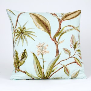 Thibaut  floral  pillow cover,  aqua decorative pillow cover, foliage pillow design, designer pillow cover, tropical pillow cover,