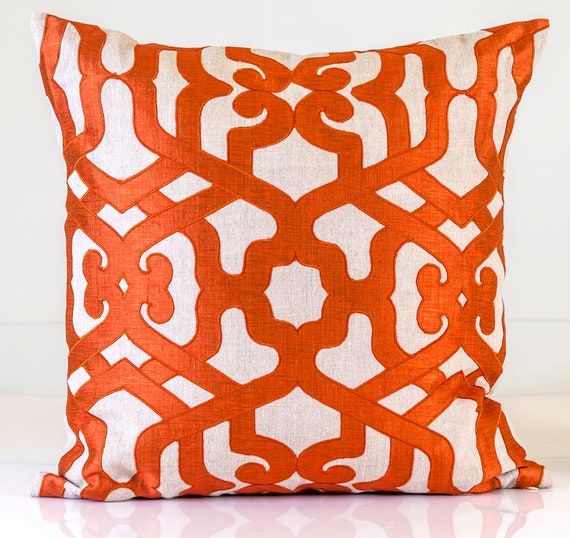Orange Trellis Pillow