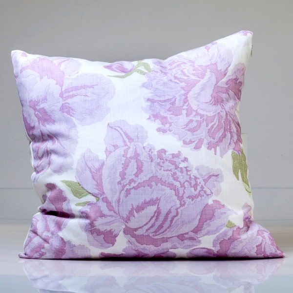 Peonies  pillow cover, floral cover in lavender and purple,  Christopher Farr Cloth, lavender accent pillow, purple decorative pillow cover