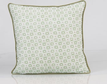 Thibaut Mini Sun Pillow Cover, Green Geometric Accent