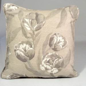 Tulip pillow cover, beige and white pillow cover, Designers Guild fabric, floral pillow cover, beige accent pillow cover, floral toss pillow