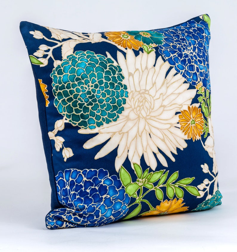 Tropical Floral Pillow Cover Blue Pillow Cover Designer Etsy