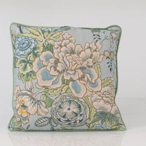 Thibaut Peony Garden pillow cover in spa blue,  chinoiserie pillow cover,  blue accent pillow cover,  blue  floral  lumbar pillow cover