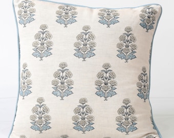 Thibaut Audrey  Pillow Cover in spa blue, floral  Designer Pillow