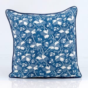 Thibaut  Chester pillow cover in navy and white,  blue floral pillow cover, blue and white decor, navy throw pillow