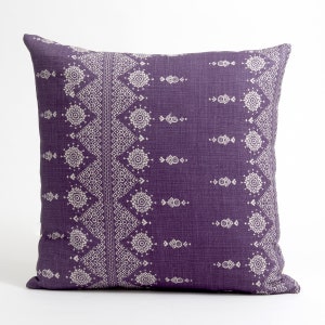 Carmania pillow cover, Peter Dunham textiles, purple pillow cover, geometric pillow cover, designer pillow cover, purple accent pillow cover