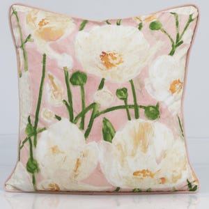 Thibaut  Tivoli pillow cover in pink,  pink floral pillow cover, pink designer pillow cover, Wanderlust collection