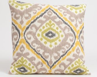 Geometric  diamond pillow cover, multi-color pillow cover, fabric by Richloom, yellow and green,  sofa pillow covers