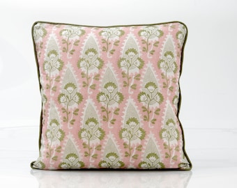 Thibaut Cornwall Floral Pillow Cover, Blush Pink and Green, Designer Accent