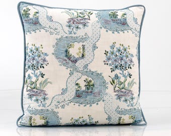 Federa per cuscino Thibaut Antoinette: stampa broccato francese blu