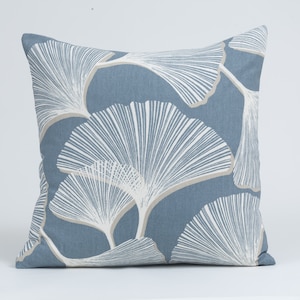 Palmetto leaves pillow cover,  Magnolia fabric, slate blue pillow cover,