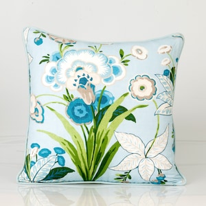 Thibaut Pasadena pillow cover, floral  pillow cover,  lumbar pillow cover,  green and aqua  pillow cover,  chinoiserie design, luxury pillow