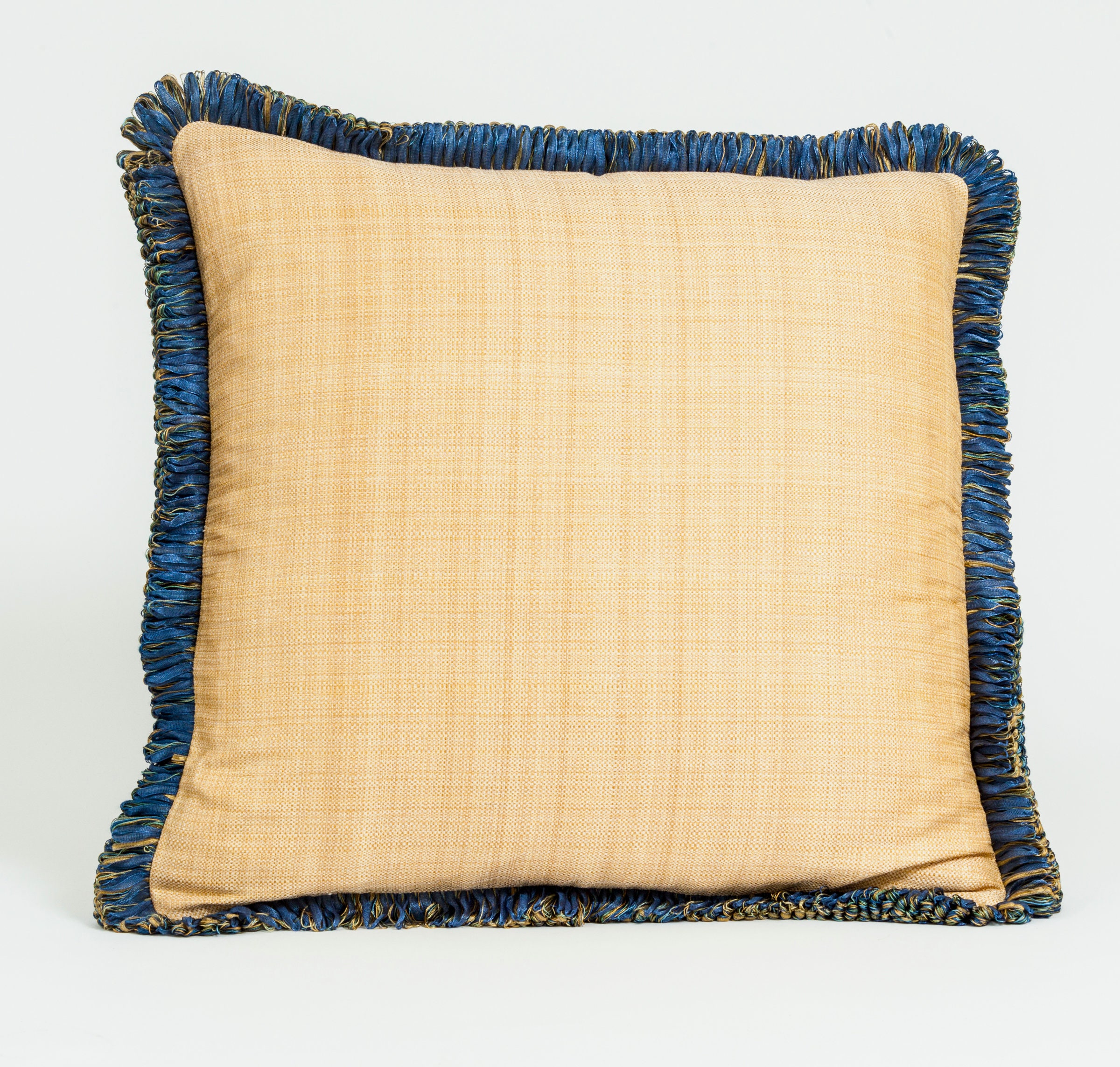 Gold Silk Pillow Cover With Blue and Gold Trim. Luxury Silk Etsy