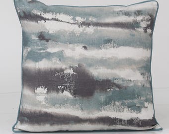 Thibaut Silver Lining Pillow Cover: Mineral Green Abstract Linen