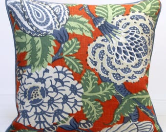 Thibaut Mitford pillow cover in orange, large scale floral pillow