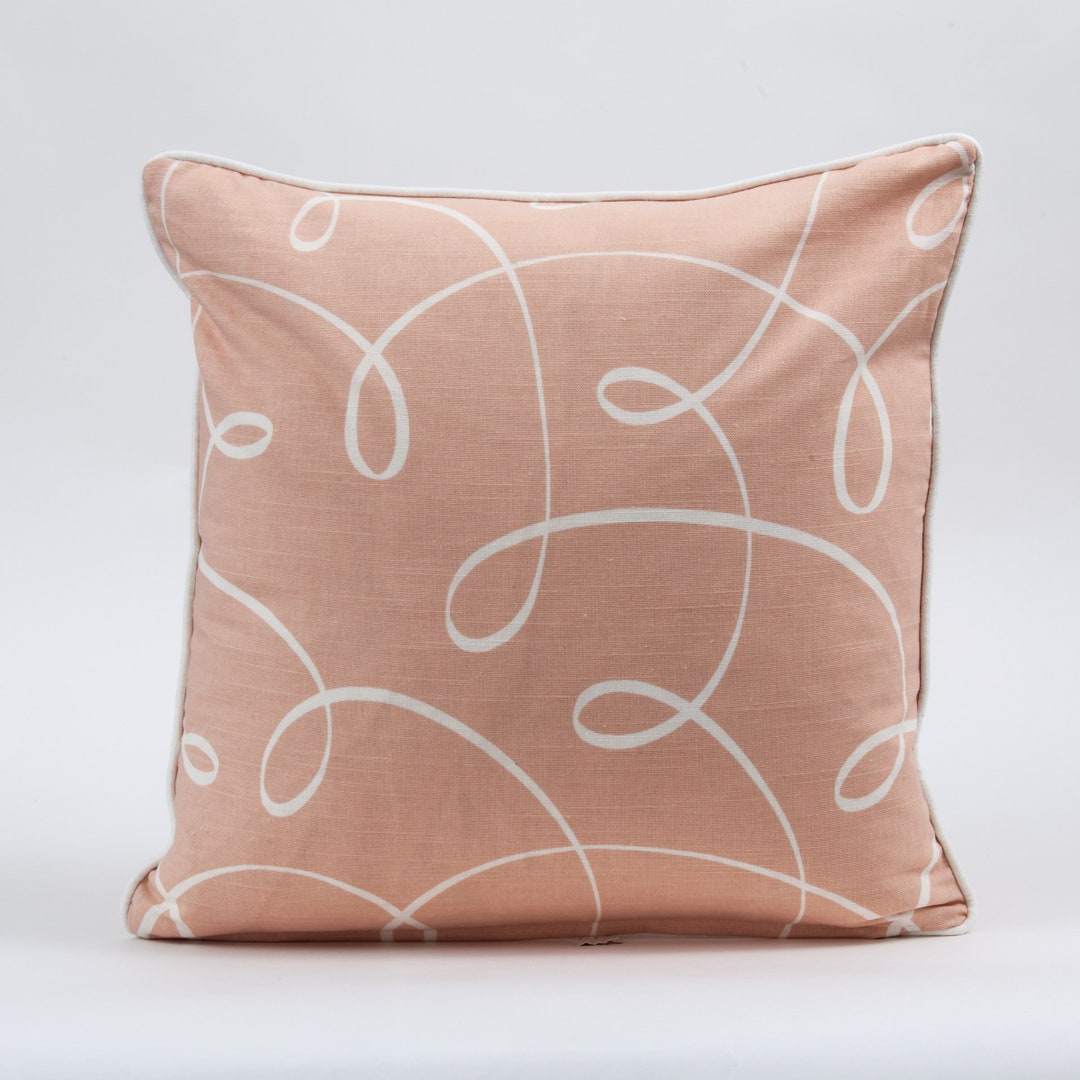 Pirouette Pink Pillow Cover, Barbara Barry Fabric, Pink and White