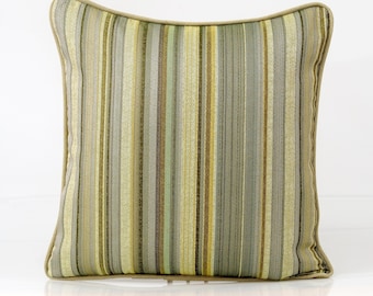 Green Striped Pillow Cover, Sage Olive Decorative Accent Pillow, Linen Blend Pillow, Green Home Decor