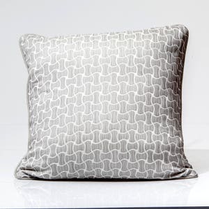 Silk throw pillow, gray silk pillow, geometric designer pillow, accent pillow