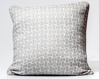 Gray Silk Throw Pillow, Geometric Accent, Reversible Cover (20x20)