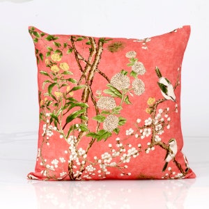 Thibaut Katsura Pillow Cover in Coral, Chinoiserie Pillow Cover, Coral ...