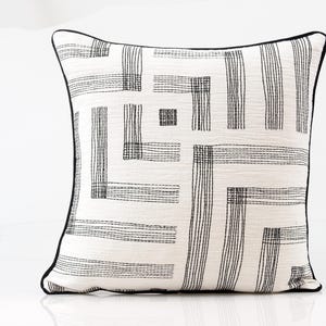 Pastiche pillow cover in chalk/jet,  Kelly Wearstler  fabric collection for Lee Jofa, black and white pillow cover, embroidered pillow cover