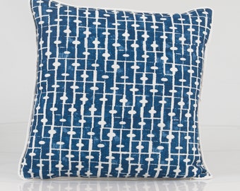 Thibaut Haven Navy Geometric Pillow Cover, Small Scale Design