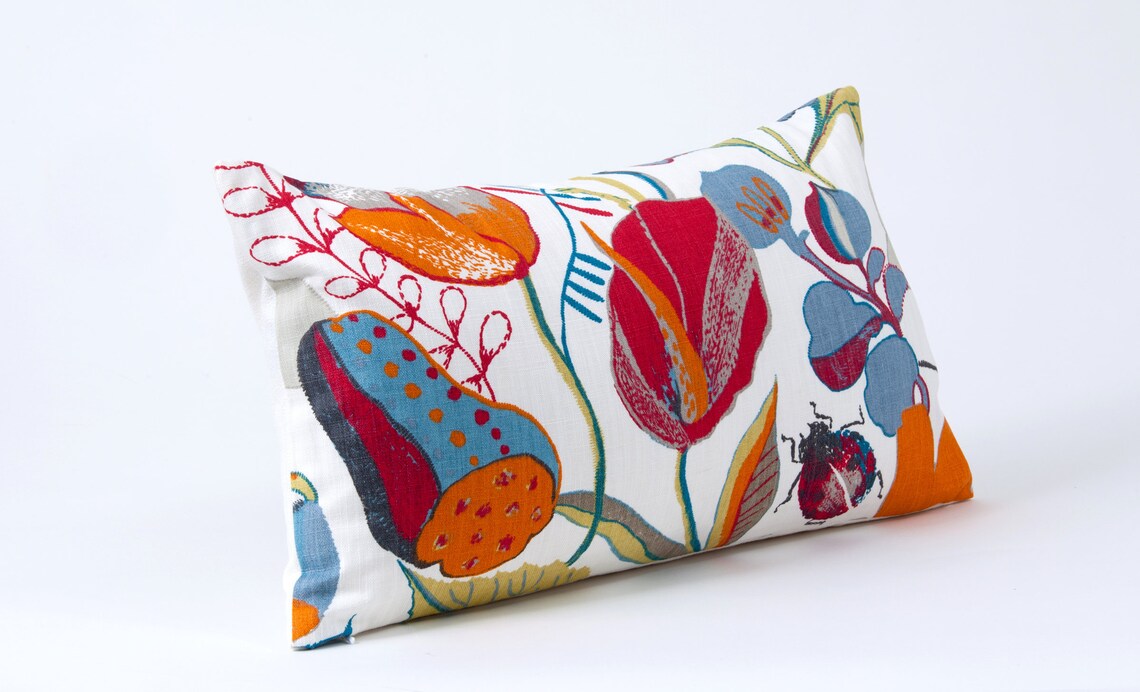 Floral Lumbar Pillow Cover Designer Pillow Cover Decorative Etsy