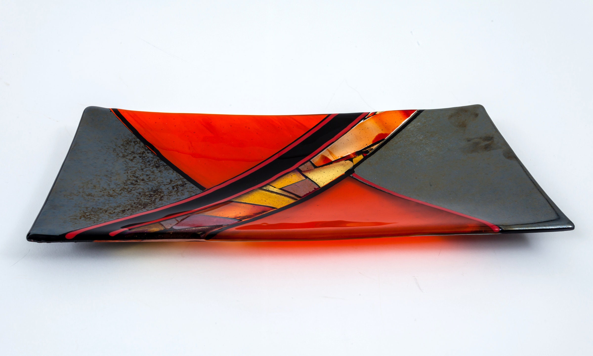 Milano Kunst Glasplatte rote und schwarze Platte moderne | Etsy