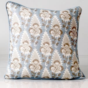Thibaut  Cornwall pillow cover in spa blue ,  blue floral pillow cover, blue designer pillow cover, custom pillow design, spa blue pillow