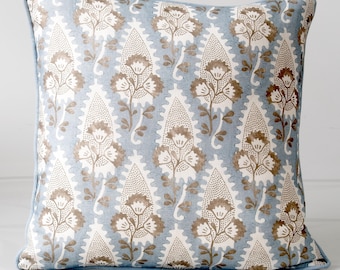 Thibaut Cornwall Pillow Cover: Spa Blue Floral Paisley, Designer Pillow