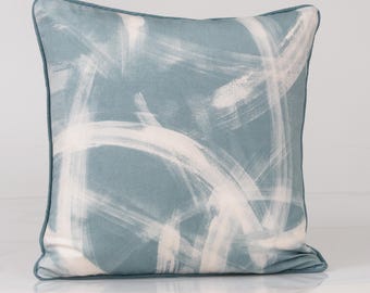 Thibaut Magnus Pillow Cover: Mineral Green Chinoiserie Linen Blend