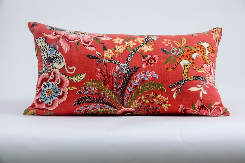 Red Chinoiserie Pillow Cover Colonial Williamsburg Fabric - Etsy