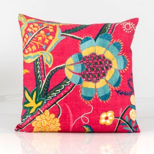 Thibaut Windsor  pillow cover, pink floral  pillow cover,  pink accent pillow cover, high end pillow cover, coral accent pillow cover