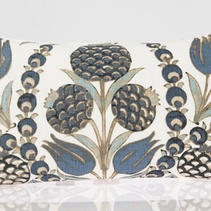 Corneila  lumbar  floral  pillow cover, Thibaut fabric, decorative pillow cover, aqua lumbar pillow cover,